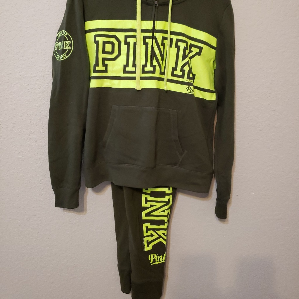 PINK Victoria Secret Joggers sweatpant Olive Green